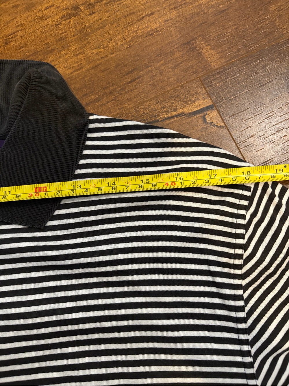 Ralph Lauren Purple Label Cotton Black and White Striped Polo Shirt - Picture 13 of 13